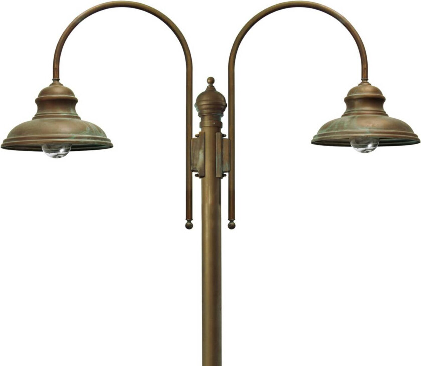 Lyktestolpe Luca messing antikkobber, 2 lyskilder