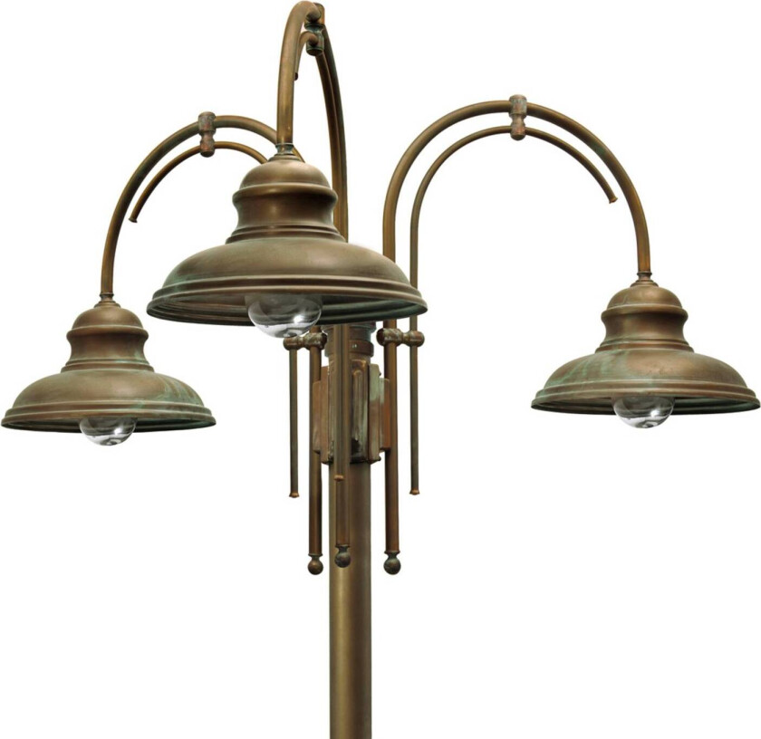 Lyktestolpe Luca messing antikk kobber 2 arm 3 lys