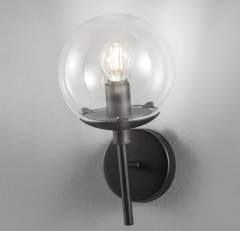 Vegglampe Global Ø 15 cm svart