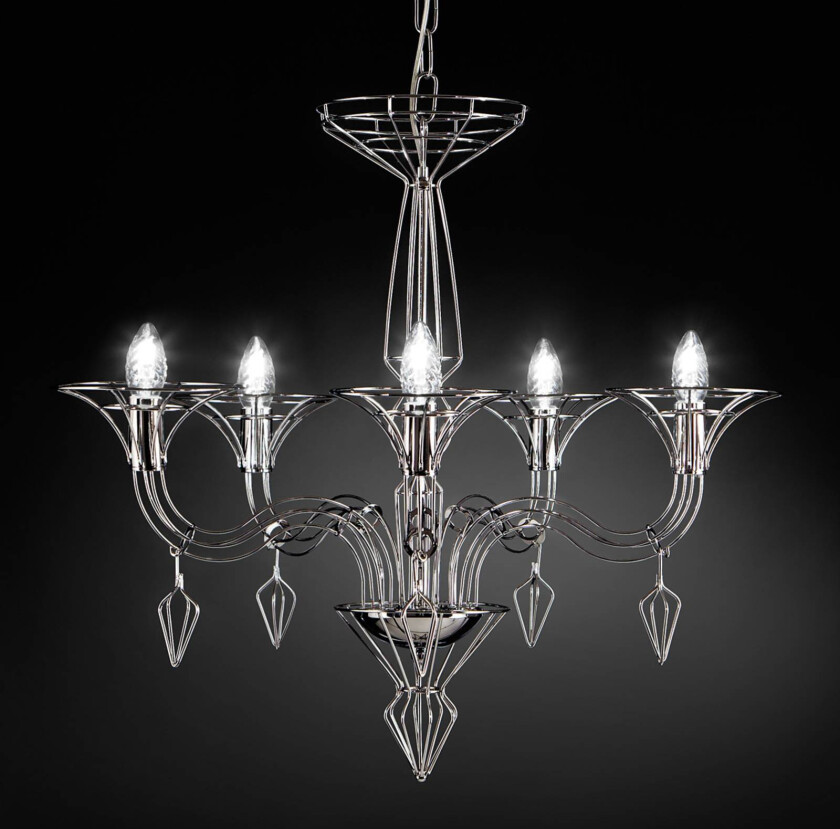 Dedalo lysekrone 5 lyskilder krom