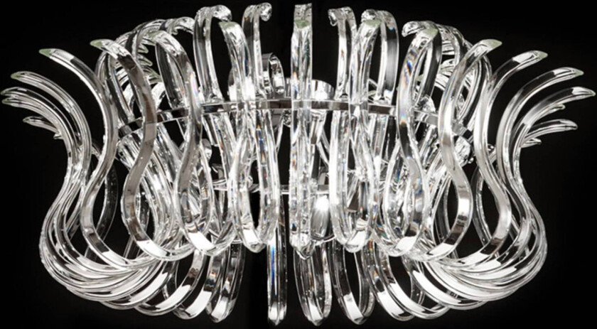 Glass-taklampe Wave med 65 cm diameter