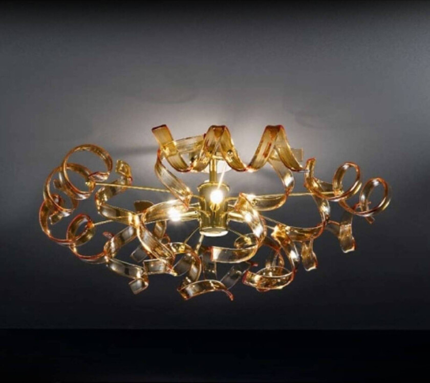 Ravgul taklampe AMBER, 60 cm i diameter