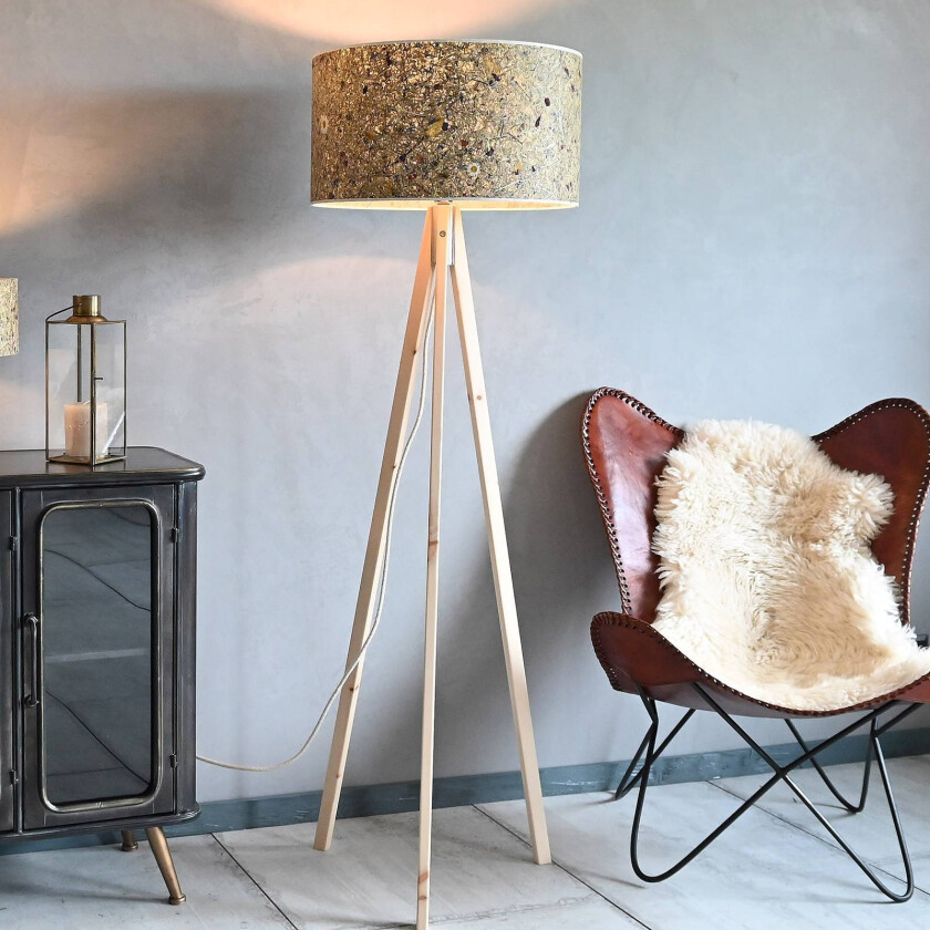 Ligno gulvlampe furu, høy/engblomst