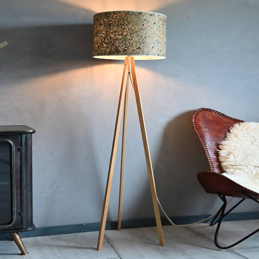 Ligno gulvlampe eik, høy/engblomster