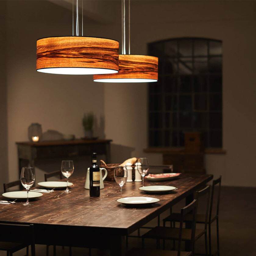 Discus lampe 55cm valnøtt europeisk hvit