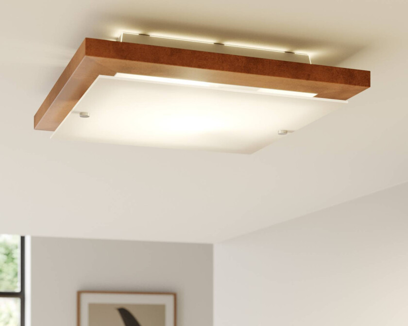 Kerio taklampe, 35x35cm, furu rustikk