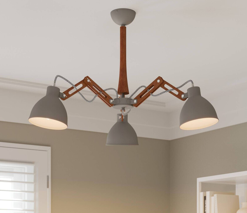 Taklampe Skansen 3-lys, justerbar, grå