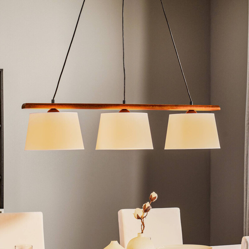 Hengelampe Sweden, 3 lyskilder, valnøtt eik