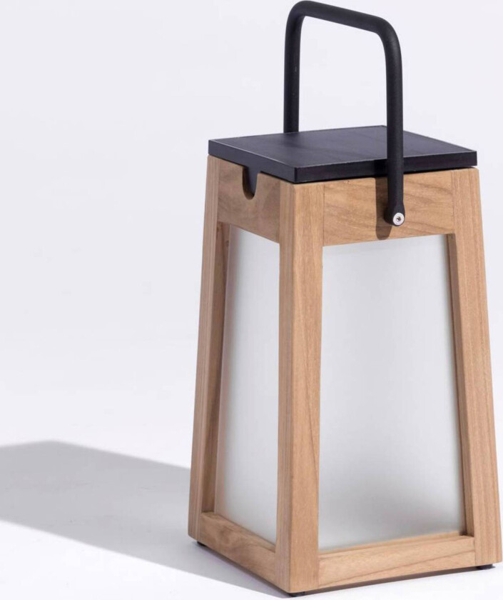 Tecka LED-solcellelykt, bærbar, teak 25 cm