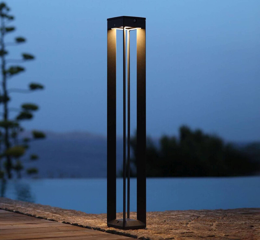 LED-solcellelykt Borne med sensor, 90 cm, grå