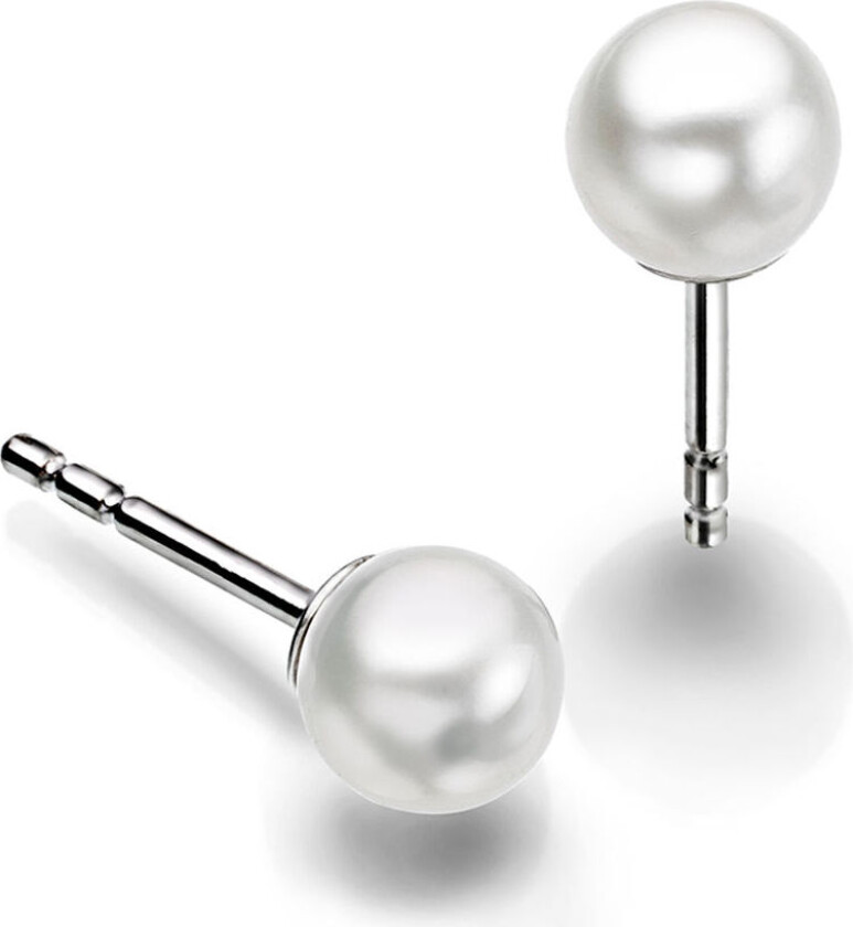 , Øredobber i 585 hvitt gull med ferskvannsperler