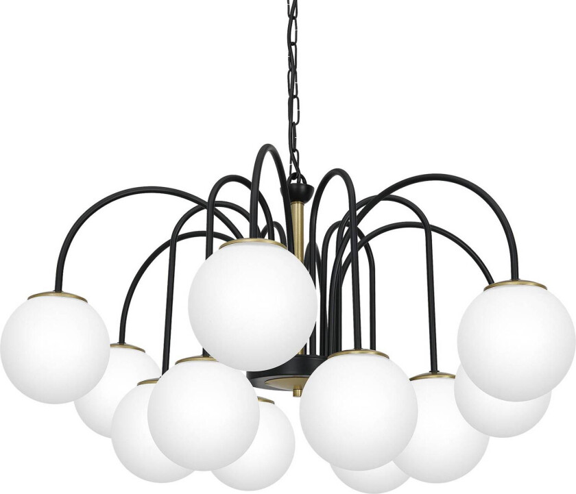 Pendellampe Berlin tolv lys svart/messing