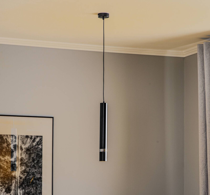 Rondo pendellampe svart/krom, enkeltlys