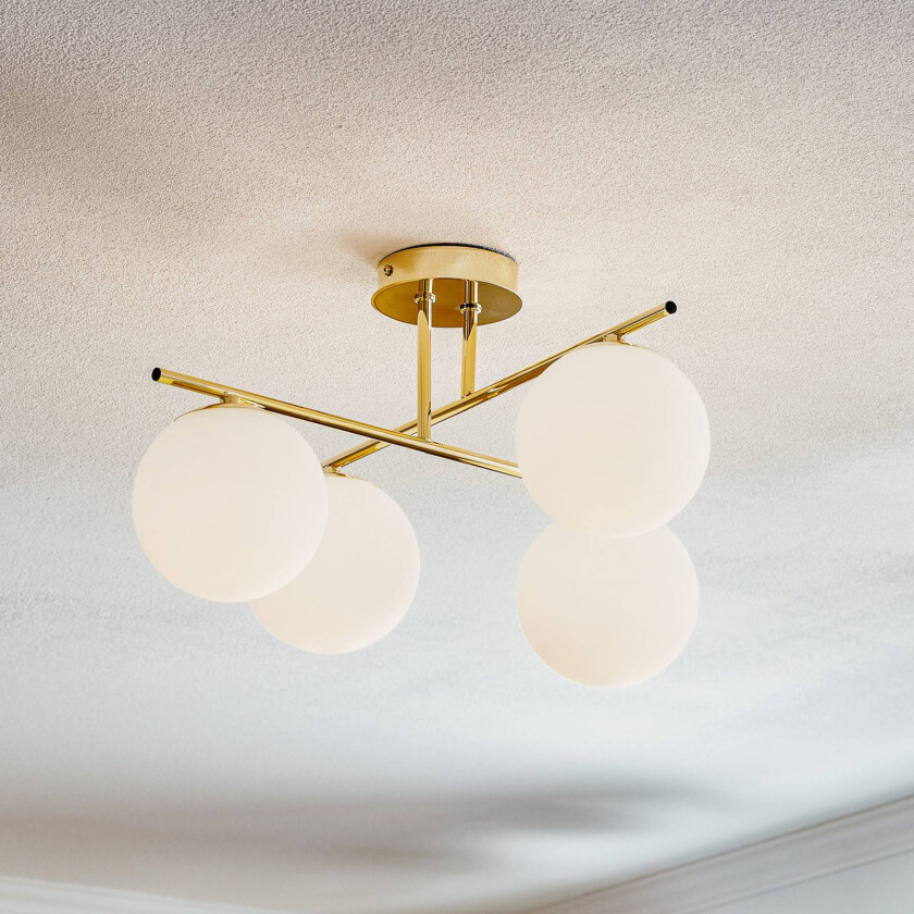 Taklampe Aurora, 4 lyskilder, gull