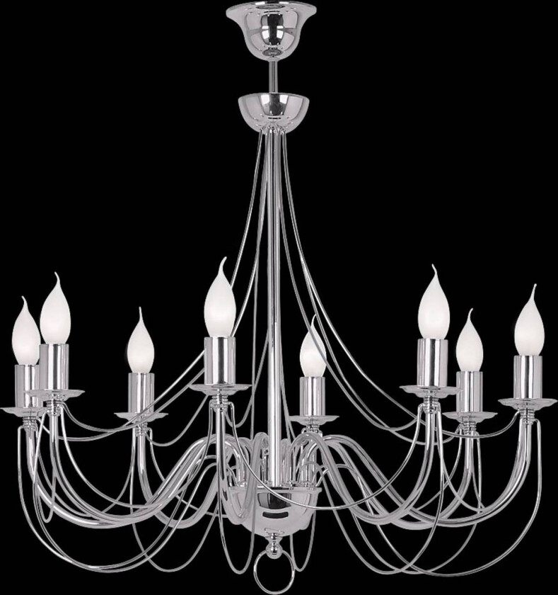 Retro lysekrone, 8 lyskilder 75 cm, krom