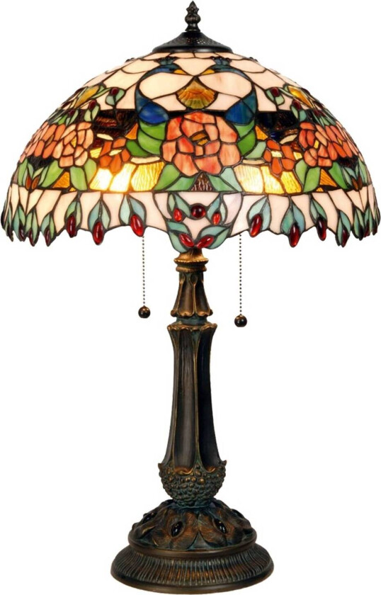 Fargerik bordlampe Maja, Tiffany-design