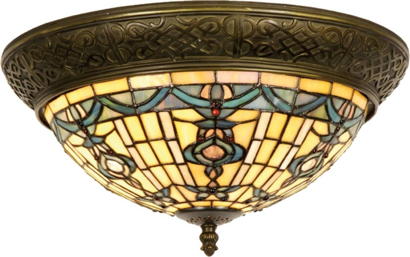 Rund taklampe Kimberly i Tiffany-stil, 38 cm