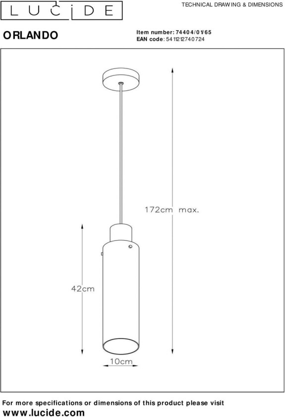 Orlando pendellampe, røykgrå, enkeltlys