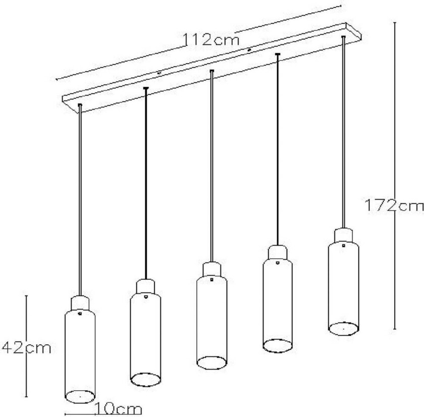 Pendellampe Orlando, røykgrå, fem lamper