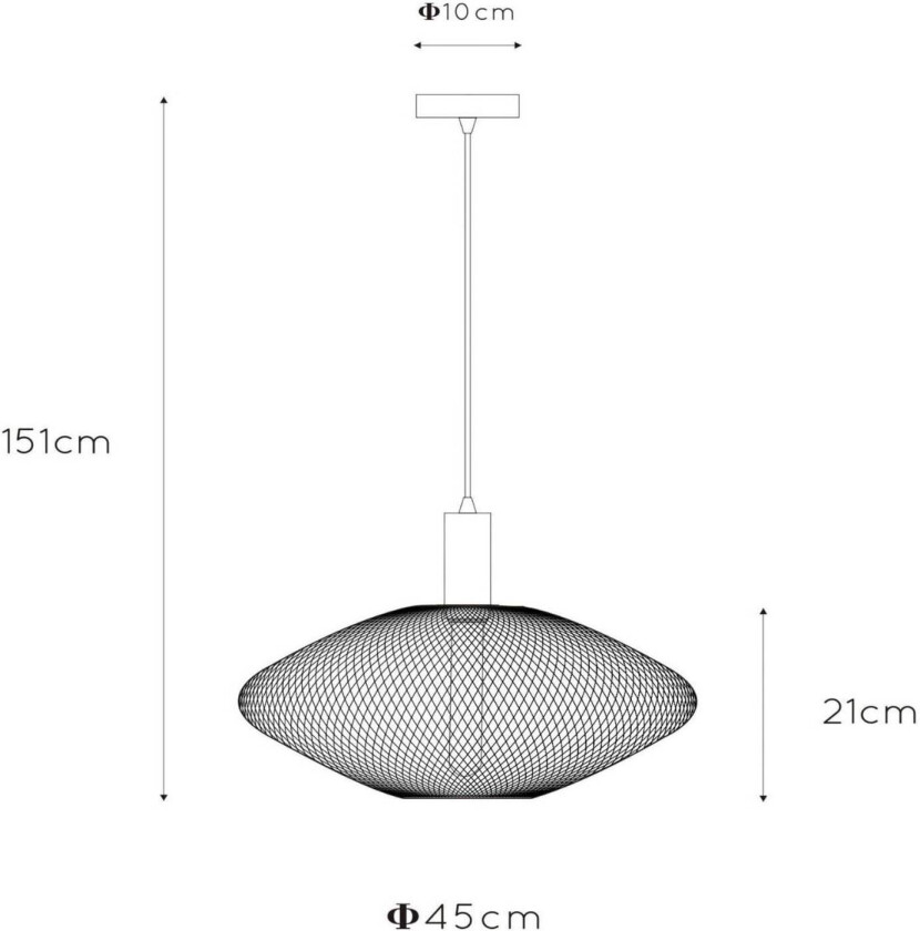 Pendellampe i mesh, trapesformet, Ø 45 cm, gull
