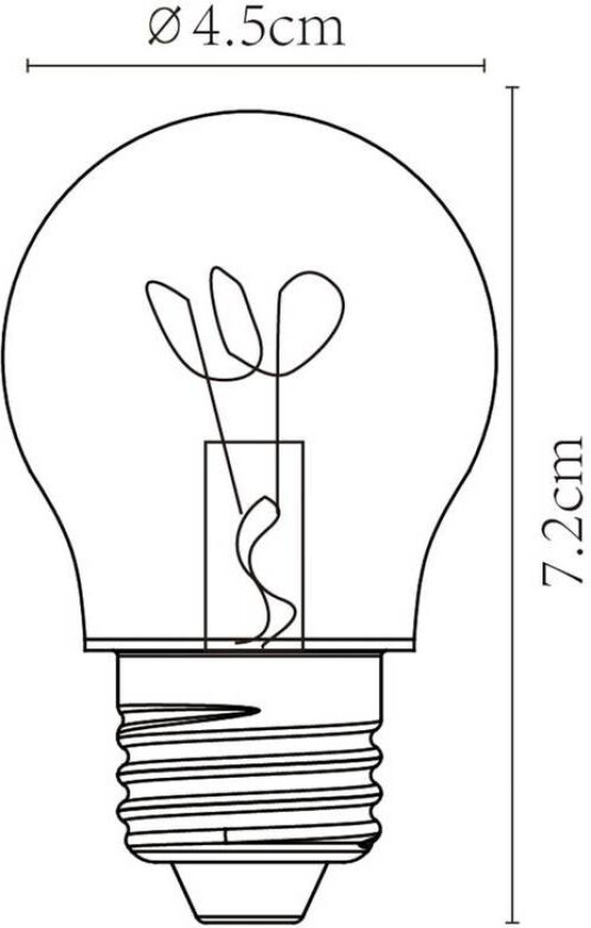 LED-pære E27 G45 3W ravfarget 2 200 K dimbar