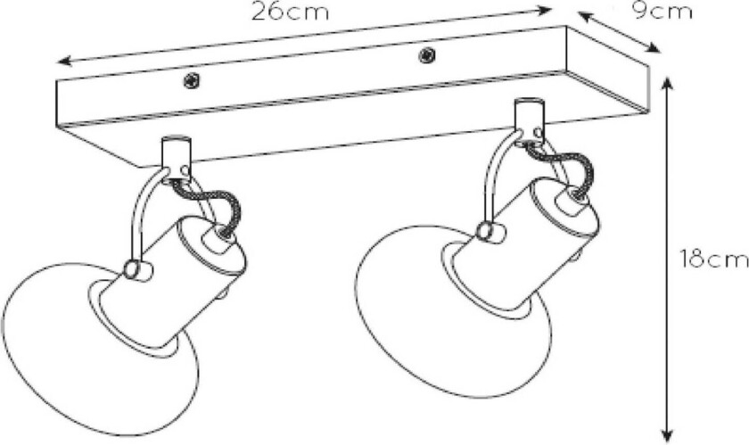 Madee takspotlight, svart/røyk, to brennere