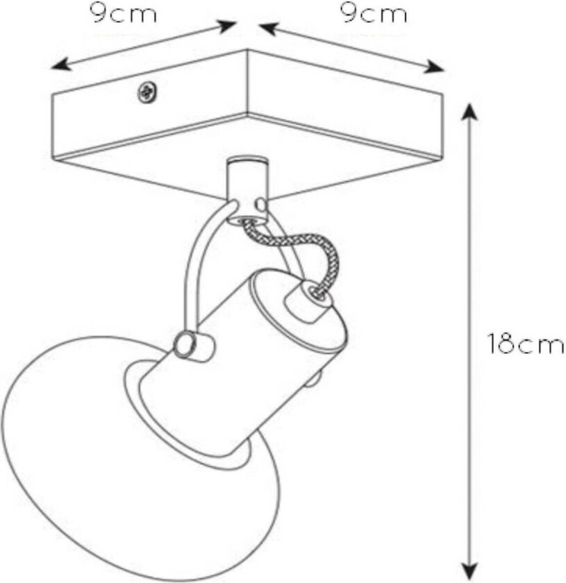 Takstrahler Madee svart/røyk, enkeltflamme