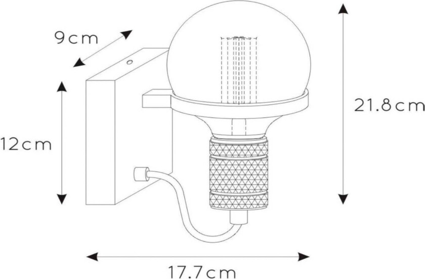 Ottelien vegglampe, svart/gull