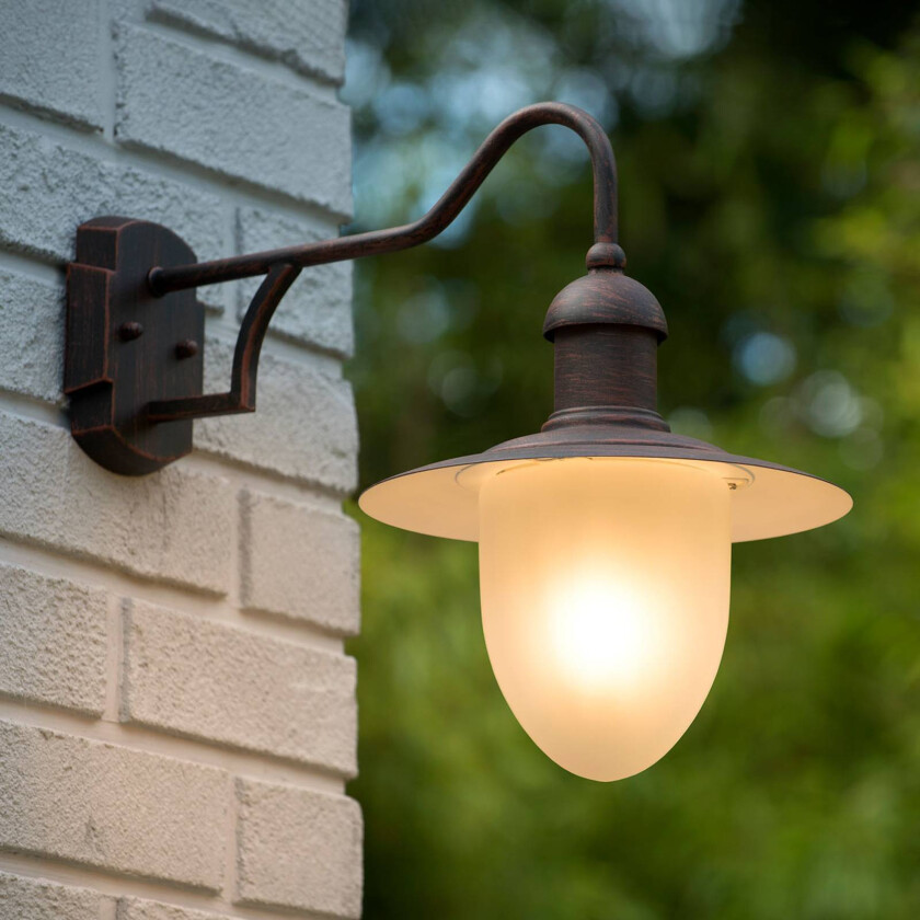 Utendørs vegglampe Aruba, Ø 25 cm, rustbrun