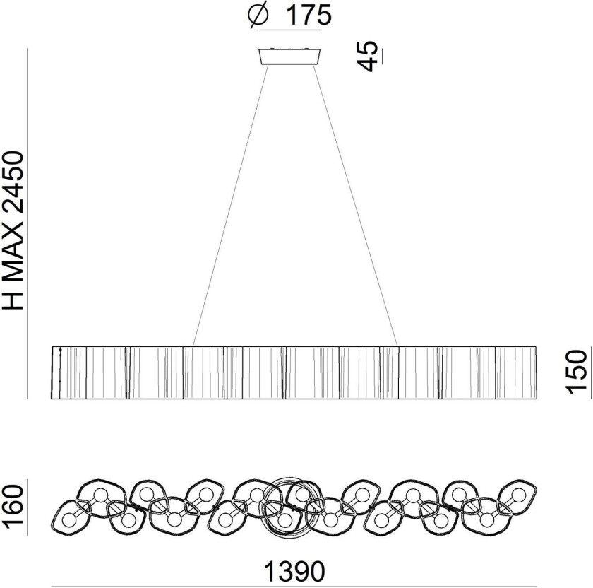 Honey LED-pendellampe, dimbar, 139 cm lang