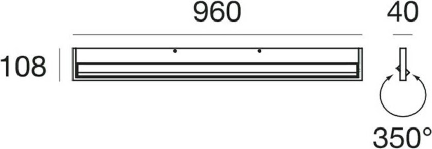 Tablet W1 LED-vegglampe, bredde 96 cm, hvit