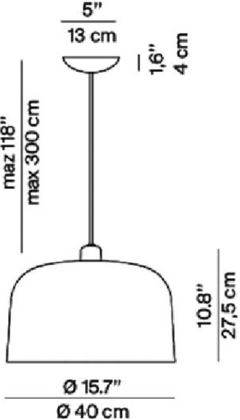 Zile pendellampe teglrød matt, Ø 40 cm
