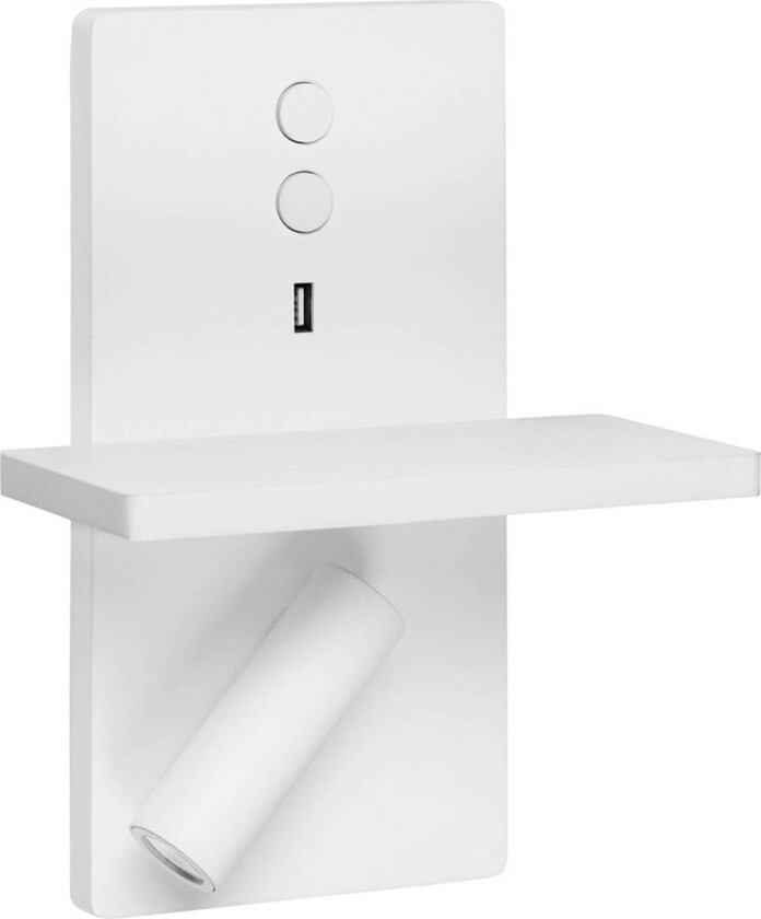 E-Lamp LED-vegglampe med spot, hvit