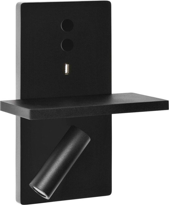 E-Lamp LED-vegglampe med spot, svart