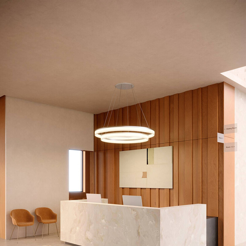 Circ LED-hengelampe med 2 ringer, Ø100cm