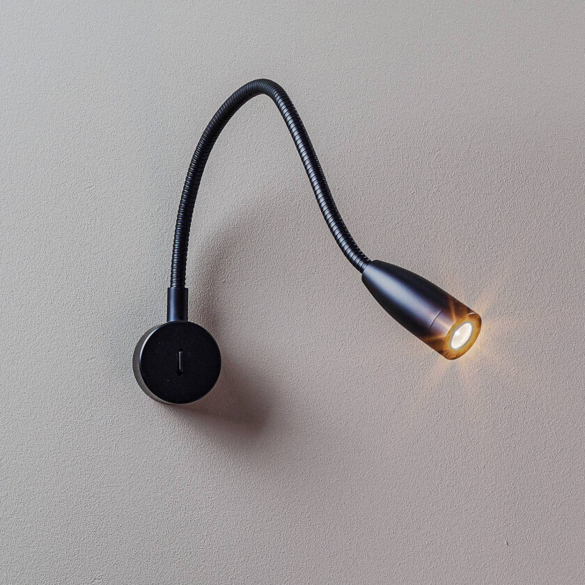 Bed LED-vegglampe rund, svart