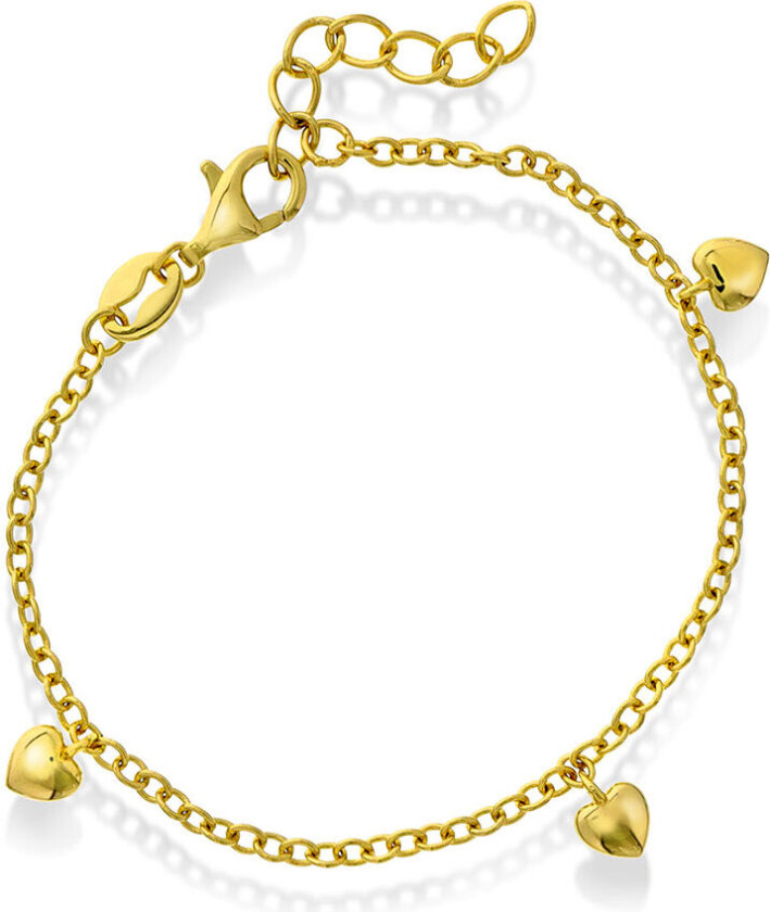 Prins&Prinsesse, Armbånd til barn i forgylt 925 sølv med hjerter