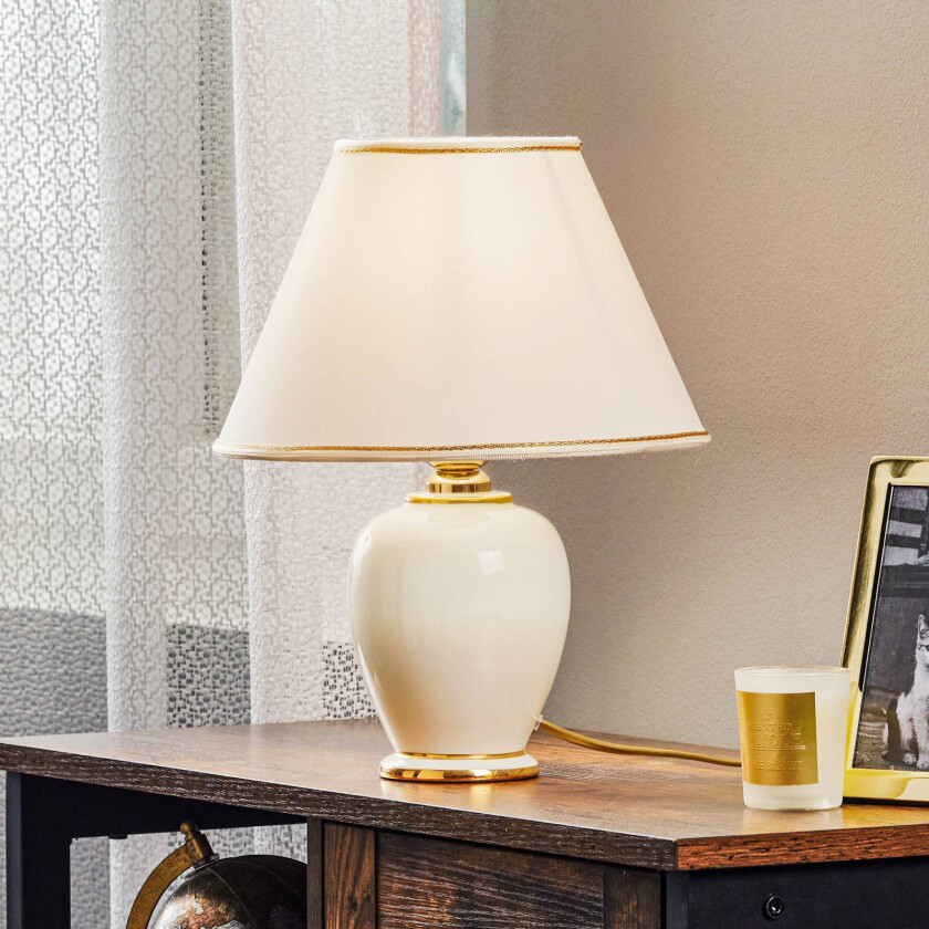 Austrolux Giardino Avorio bordlampe, 25 cm, keramikk, hvit