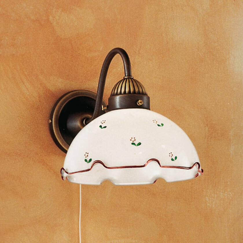 Rustikk vegglampe Nonna rød-grønn