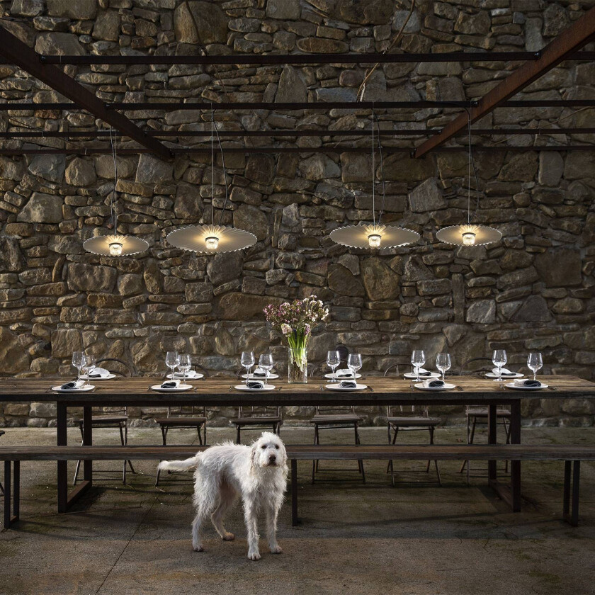 Gonzaga LED-hengelampe, Ø 42 cm, hvit