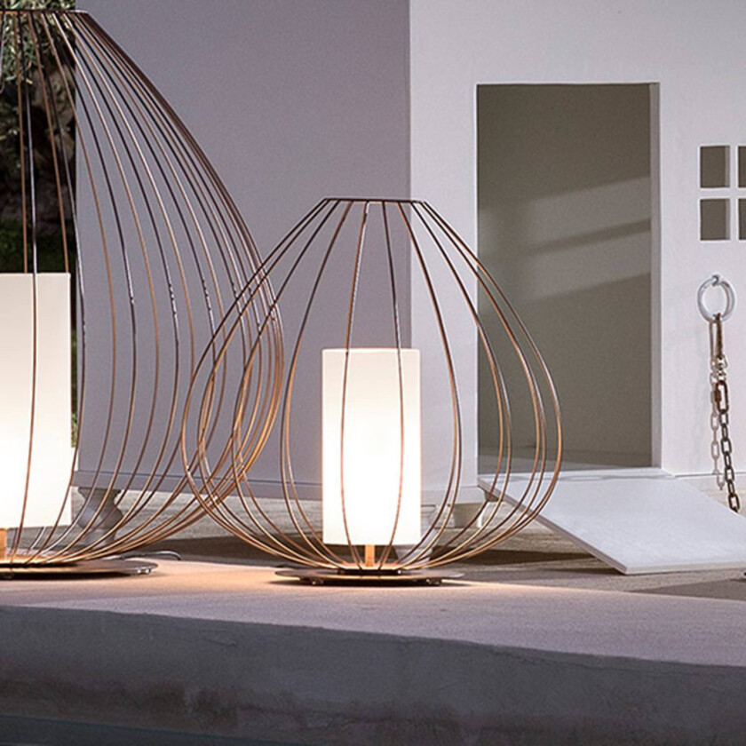 Cell - gulvlampe med bur, Ø57cm, bronse