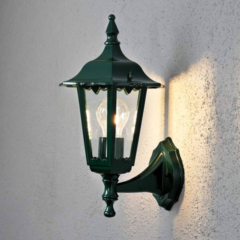 Utendørs vegglampe Firenze, stående, 36cm, grønn