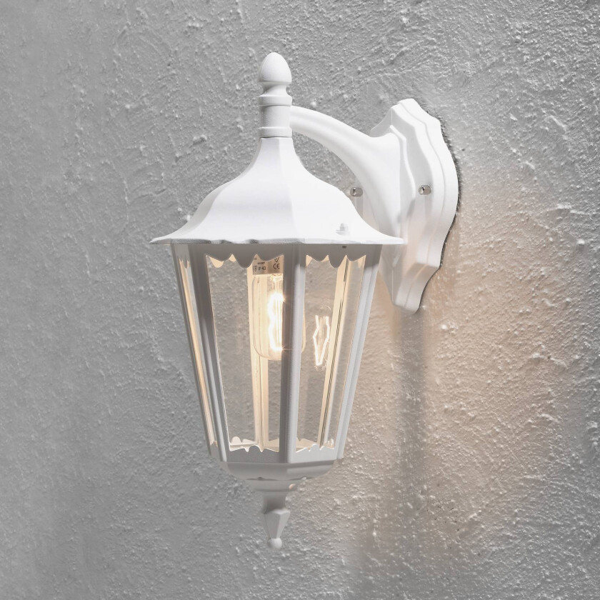 Utendørs vegglampe Firenze, hengende, 48cm, hvit