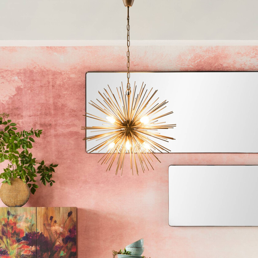 Beam Messing hengelampe, 8 lyskilder, gull