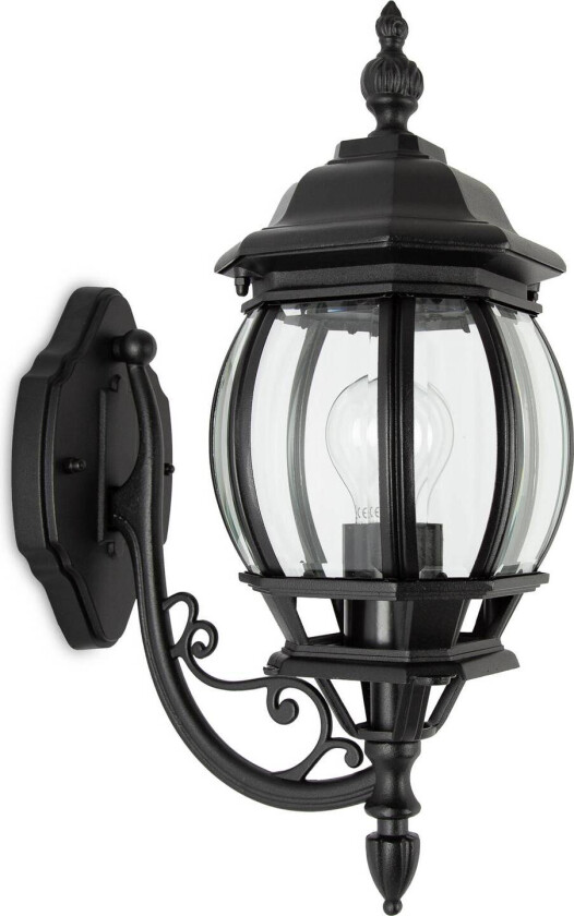 Utendørs vegglampe Andrew krystallglass stående svart