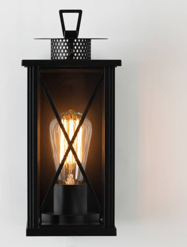 Winchester utendørs vegglampe, lykt, svart/klar