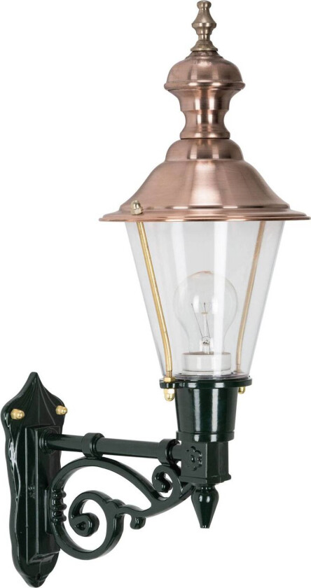 Nostalgisk Edam M utendørs vegglampe, grønn/kobber