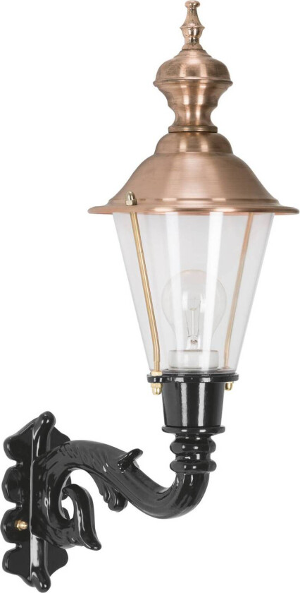 Hoorn utendørs vegglampe, topp stikkontakt, svart