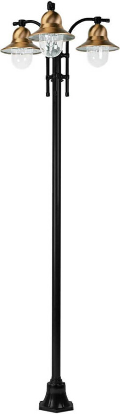 3-lys stolpelampe Toscane, svart