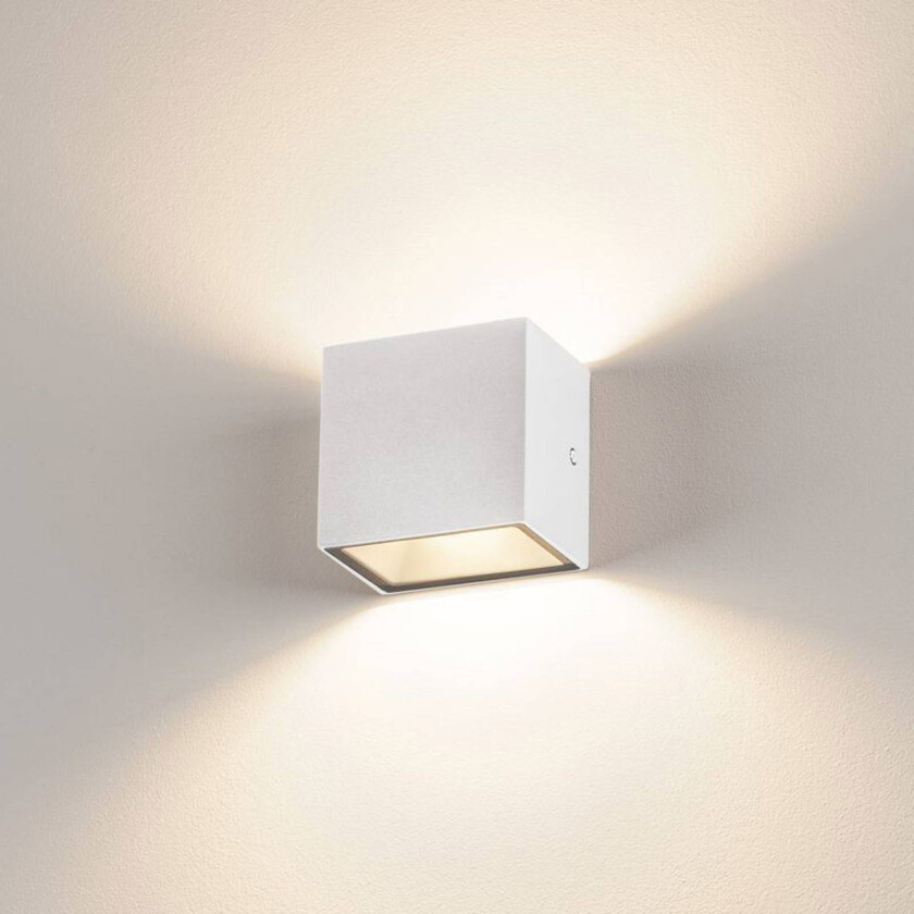 Sitra Cube LED utendørs LED-vegglampe, hvit
